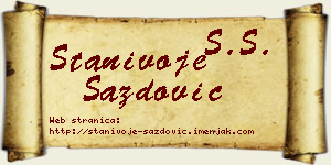 Stanivoje Sazdović vizit kartica